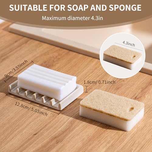 Tanew Self-Draining White Ceramic Soap Dish - Modern Bathroom & Kitchen Holder, Model White1