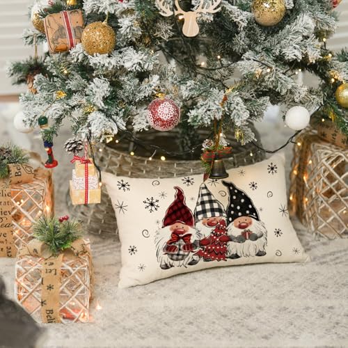 Christmas Snowflake Gnome Throw Pillow Cover - 20 x 12 Inch