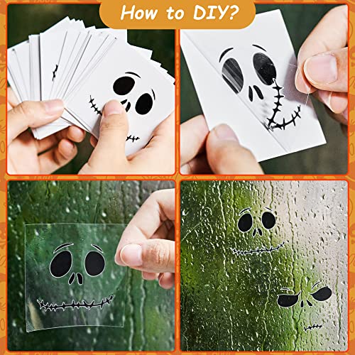 24pcs Halloween Christmas Vinyl Sticker Decals Jack and Sally Face Decorations