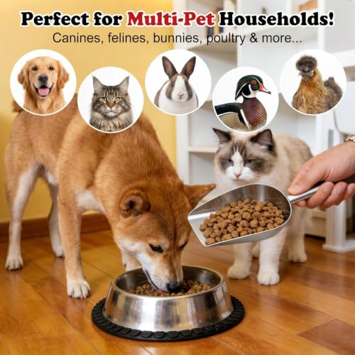 304 Stainless Steel Dog Food Scoop - 1 Cup Measuring Cup with Long Handle