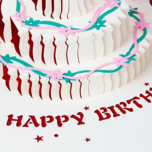 3D Pop Up Birthday Card with Cake Design and Envelope