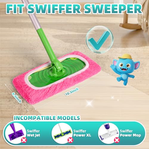 Clean Beastie 6-Pack Reusable Mop Pads for Swiffer - 3 Chenille & 3 Coral