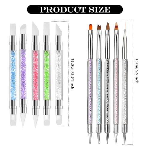 10-Piece Dual-Tipped Nail Art Brush & Silicone Carving Tool Set