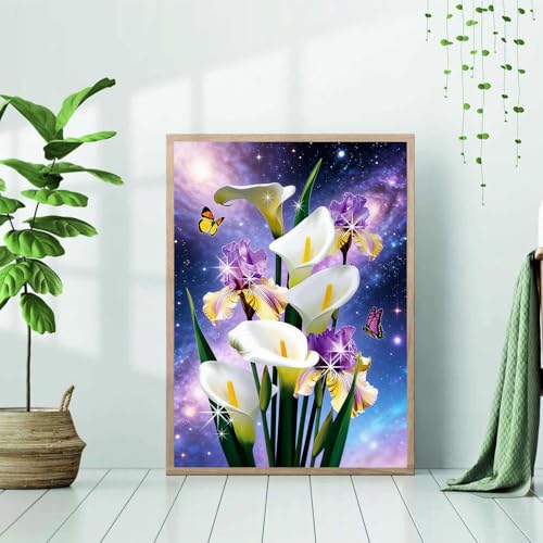 NebuIuxe Calla Lily and Iris Galaxy 5D Diamond Painting Kit 12x16