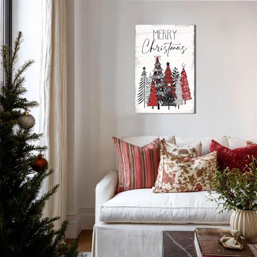 Christmas Tree Canvas Wall Art - Festive Holiday Decor for Home & Office, 24x36 Inch - Winter Scene