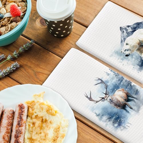 Winter Kitchen Towels Set of 2 - Deer & Bear Holiday Designs