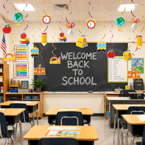 Back to School Hanging Swirls Decorations Set - 20 Pieces