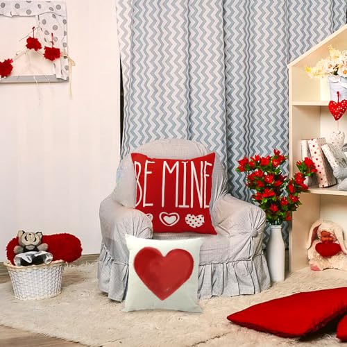 DIYDEC 4PCS Valentines Day Throw Pillow Covers, 18x18 Inch Red Heart Decor 1
