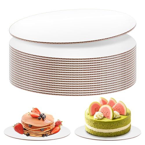 8-Inch Round Cake Boards - 20 Pack Disposable White Cardboard