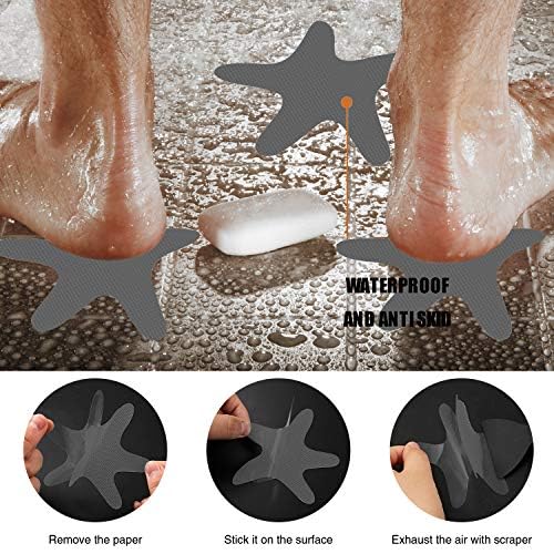 Secopad Starfish Anti-Slip Bathtub Stickers, 24PCS, Grey with Scraper