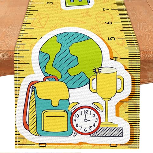 Back to School Table Runner 13x72 Inches | Durable Polyester Decor