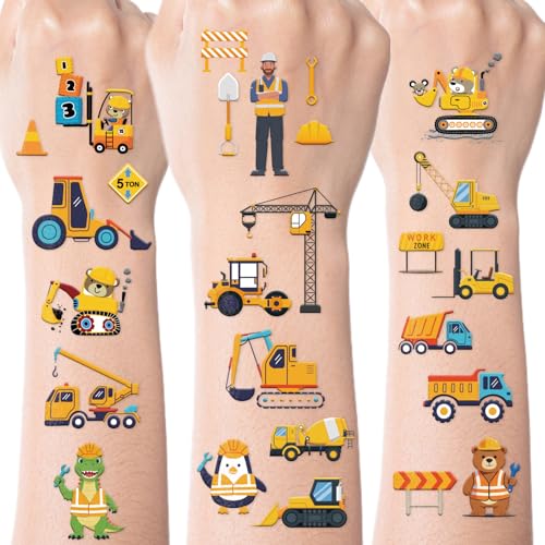 INCOK Construction Temporary Tattoos - 8 Sheets Party Favors