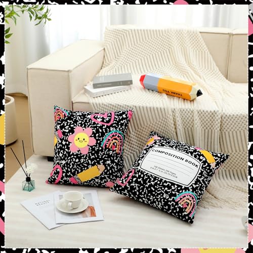 Back to School Notebook Throw Pillow Covers - Set of 2, 18" x 18"