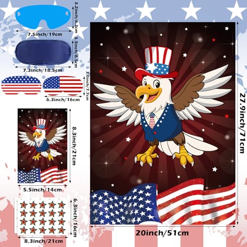 Pin the Tail on the Eagle Party Game - 40 Stickers & Eye Masks