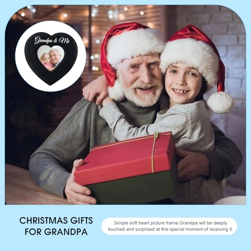 Heart-Shaped Leather Picture Frame for Grandpa - 4x4 Photo