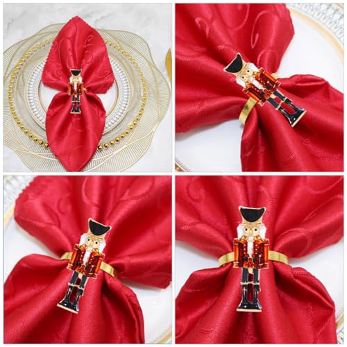 6pcs Metal Nutcracker Napkin Rings Christmas Napkin Holders Holiday Decor