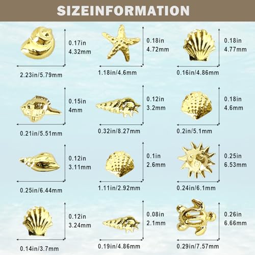 Ocean Nail Art Charms 3D Beach Seashell Starfish Alloy Jewelry Gold & Silver 2 Boxes