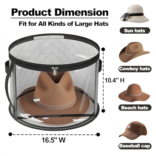 Oversized Clear Hat Organizer Bag for Travel & Storage - Holds 5-7 Caps