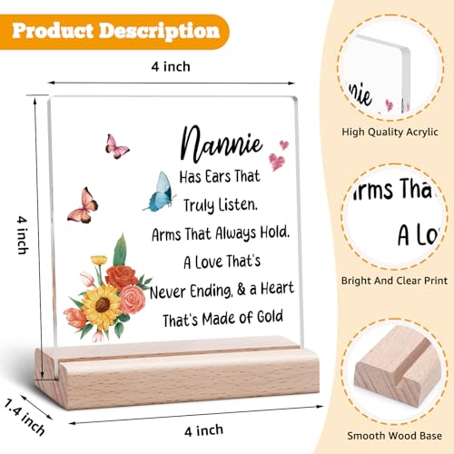 Vadaka Nanny Acrylic Plaque Desk Sign - Appreciation Gift for Grandma