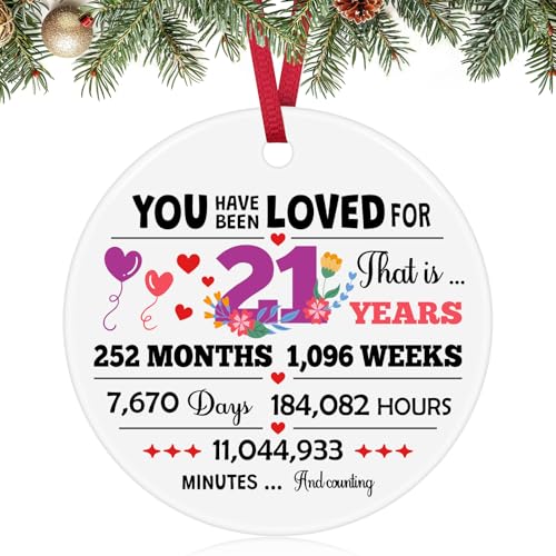 21st Birthday Gifts for Her - Elegant Ceramic Christmas Ornament