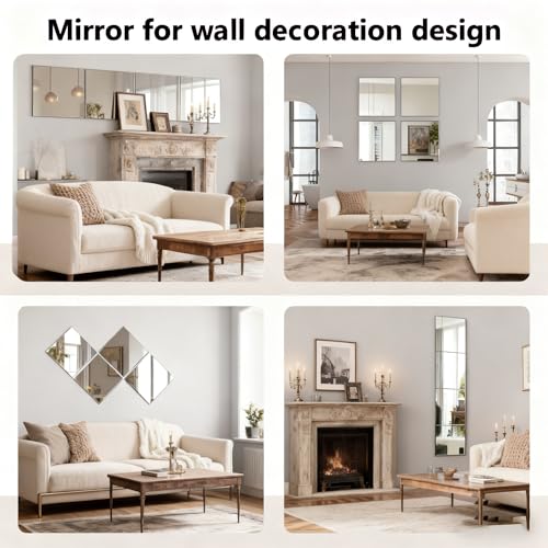 8"x8" Self-Adhesive Acrylic Mirror Tiles - 4 Pack for Home & Gym