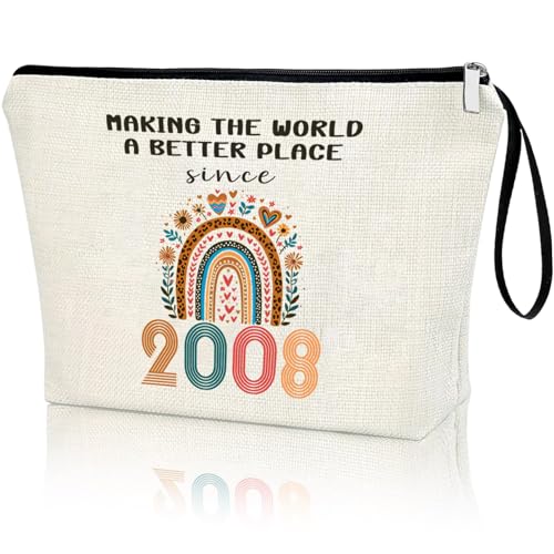 APAKUTA 18th Birthday Makeup Bag 2008 Linen Travel Pouch Gift for Daughter