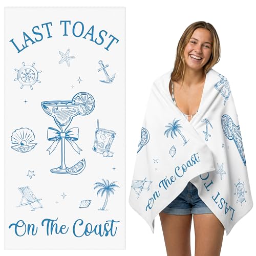 Coastal Bride Beach Towel - Last Toast on the Coast, 30x60 Inch