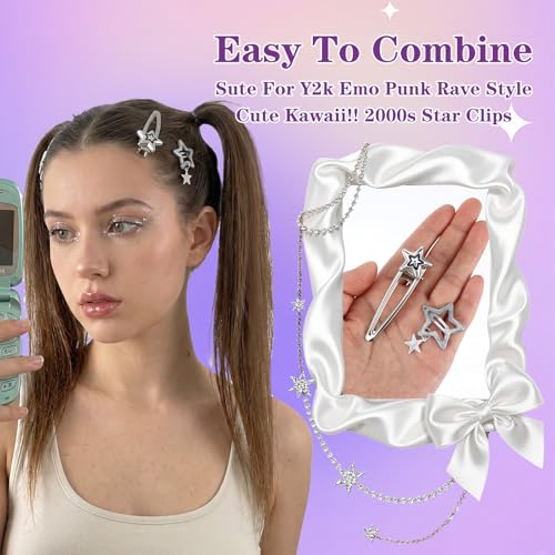 22pcs Silver Star Hair Clips Set Metal Hair Barrettes for Women