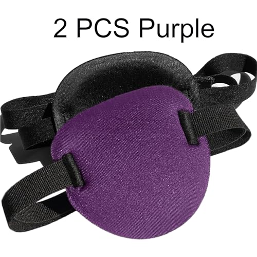 AURAADORN 2 Pcs Adjustable Single Eye Patch for Adults and Kids, Purple 3D Breathable Light-Blocking Lazy Eye Patch
