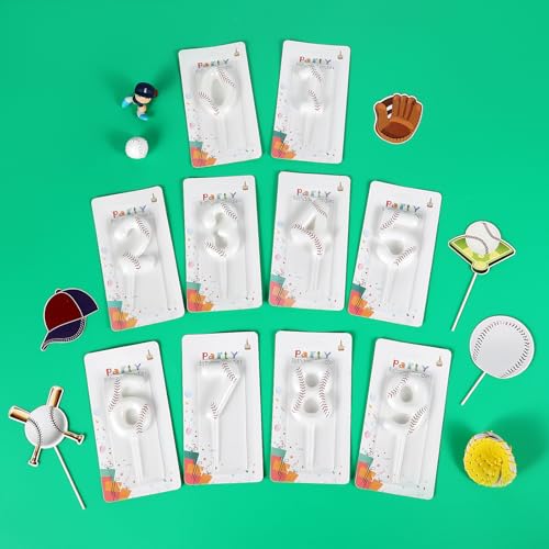 White Number 1 Baseball Candle for Birthday Party Decorations