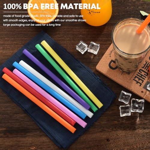 ALINK 100 PCS Jumbo Smoothie Straws, 10.3" Wide Disposable Colorful Straws