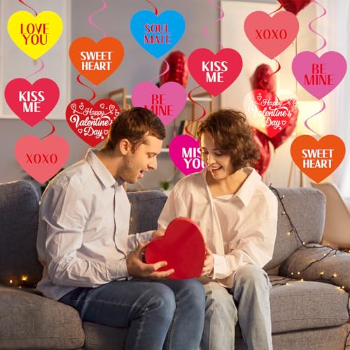 40Pcs Valentine's Day Hanging Swirl Decorations - Heart Theme Party Decor