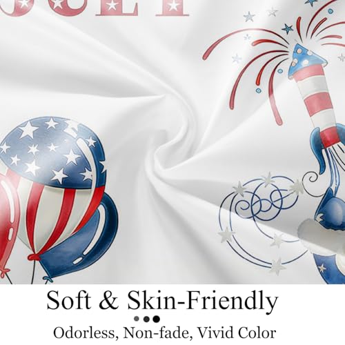 Caheansi 4th of July Gnomes Shower Curtain, Patriotic Red Blue Stars, 72x72 Inches, Pack of 1