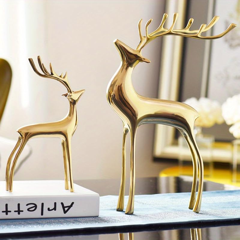 Set of 2 Copper Reindeer Figurines Christmas Decorations Home & Garden