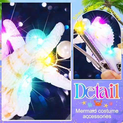 Light Up Starfish Hair Barrettes LED Mermaid Hair Clips