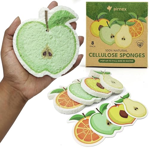 AIRNEX Eco-Friendly Fruit Shaped Kitchen Sponges - Pack of 8
