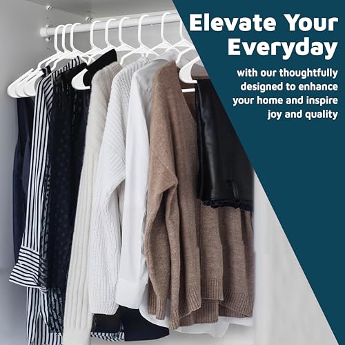 Lifemaster Heavy Duty Plastic Clothes Hangers, Non-Slip, White, 10-Pack