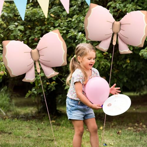 Matte Pink Bow Foil Balloons - 2 Pcs Jumbo Party Decorations