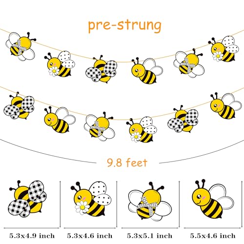 Bee Party Banner Set - 2PCS Honeybee Themed Decorations for Baby Showers
