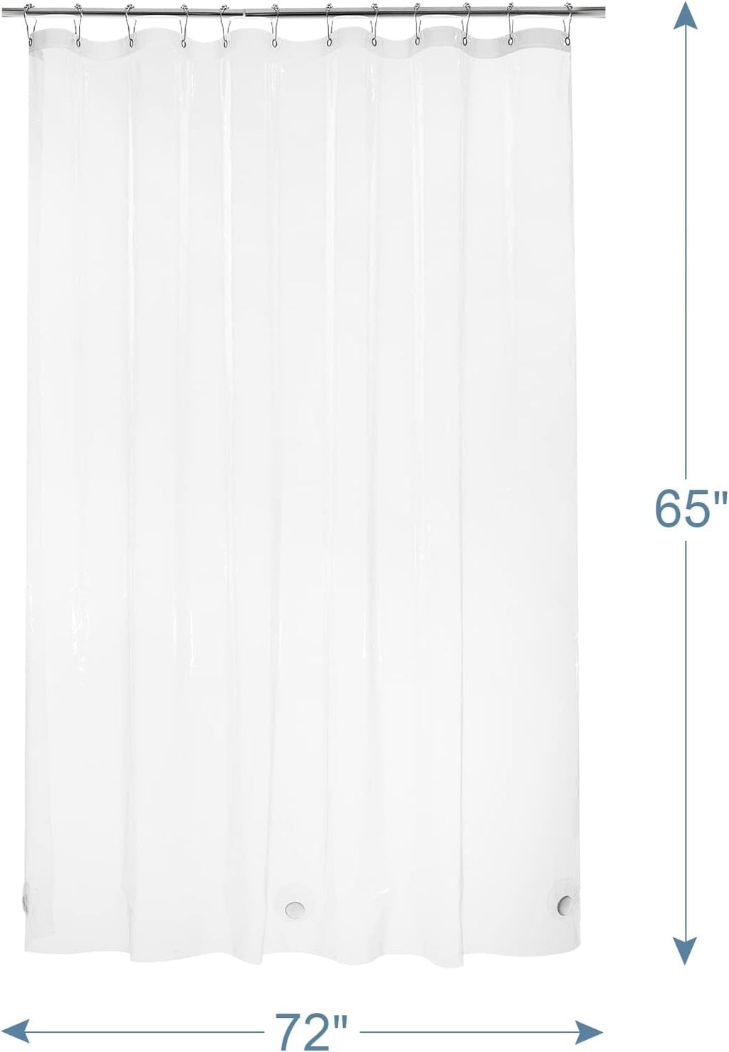 AmazerBath Heavy Duty Shower Curtain Liner - 12 Gauge, 72 x 65 Inches, Clear with 3 Stones & 12 Grommets