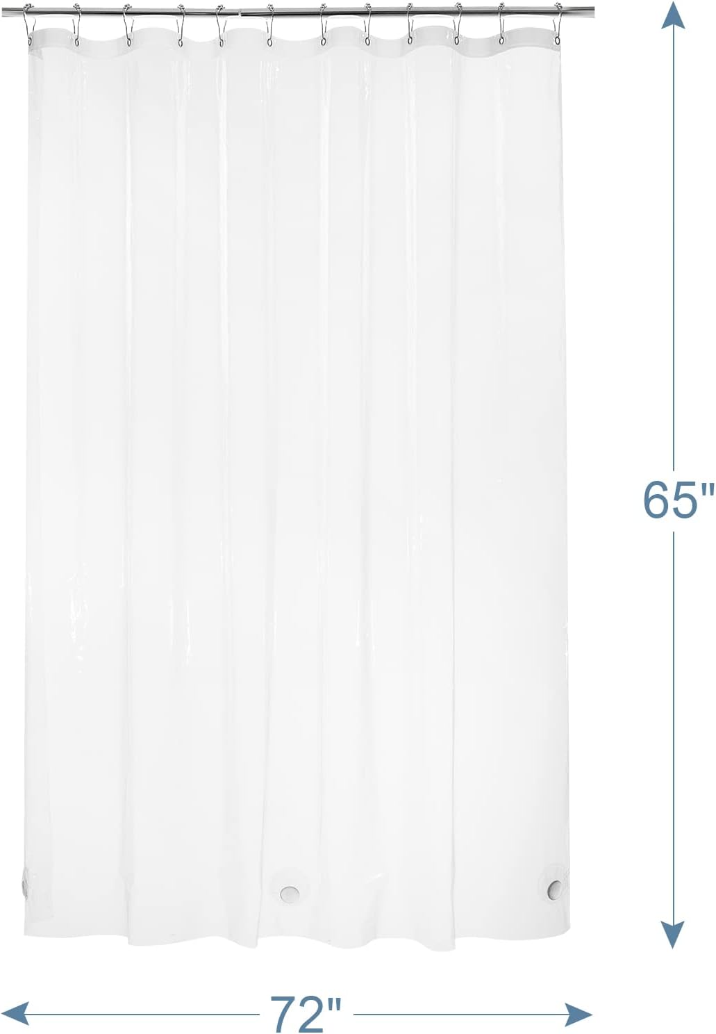 AmazerBath Heavy Duty Shower Curtain Liner - 12 Gauge, 72 x 65 Inches, Clear with 3 Stones & 12 Grommets