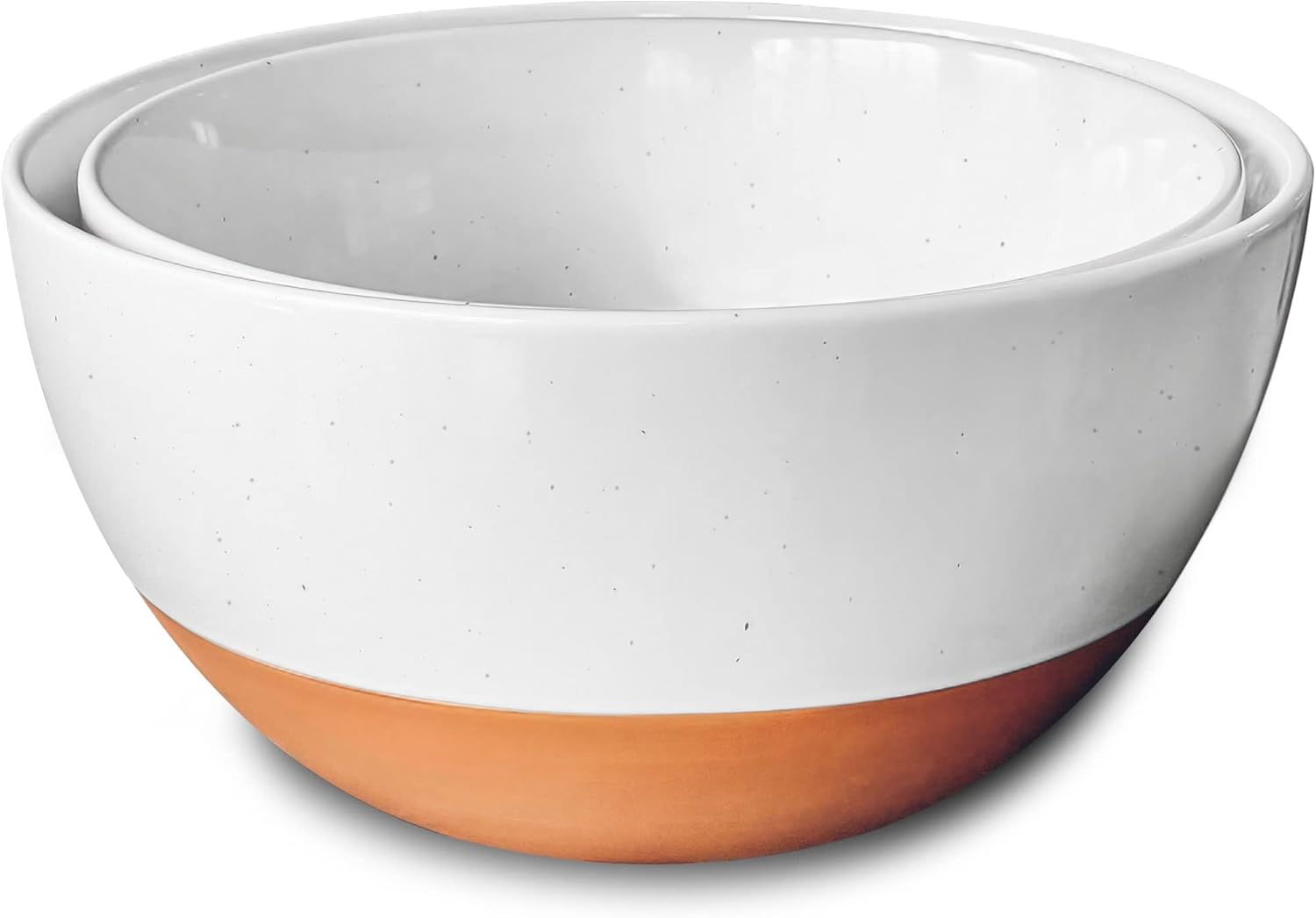 Mora Ceramic Mixing Bowls Set - 2 Large Nesting Bowls for Cooking & Serving | Microwavable, Dishwasher Safe - 2.5 & 1.6 Qt - White