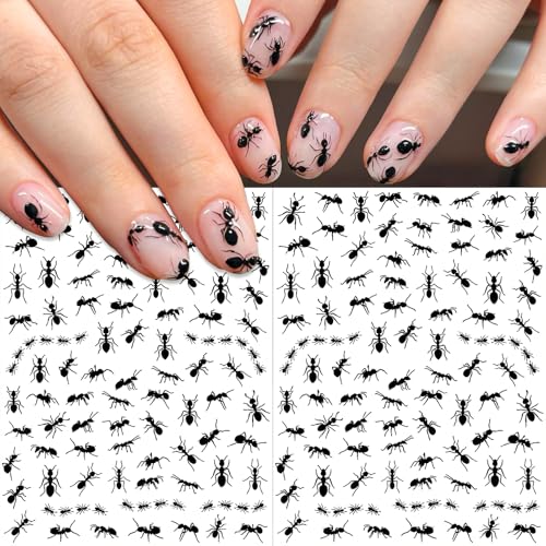 IDDFEVE Realistic Ant Nail Stickers - 2 Sheets Black Insect Decals