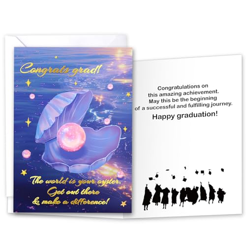 Gold Foil Graduation Card 2026 with Envelope & Stickers