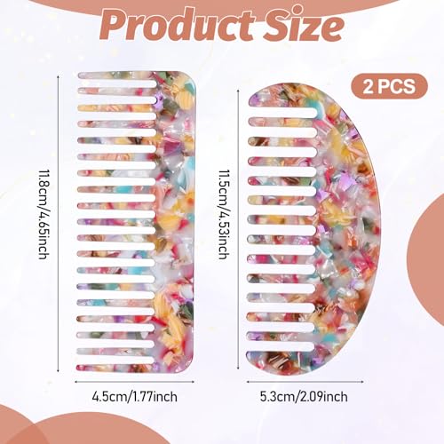 Larrel 2PCS Tortoiseshell Wide Tooth Acetate Hair Combs for Detangling