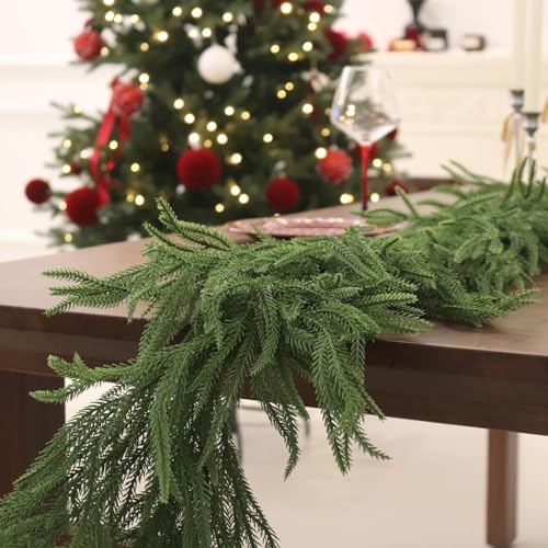 5FT Real Touch Norfolk Pine Garland Christmas Decor - Rustic Holiday