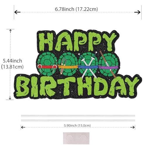Turtle Cake Topper for Birthday Parties - Glitter Decor
