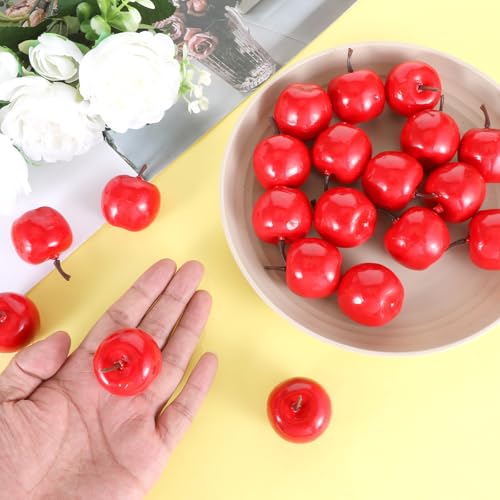 20 PCS Mini Artificial Red Apples - 1.8 Inch Lifelike Foam Fruit Decor