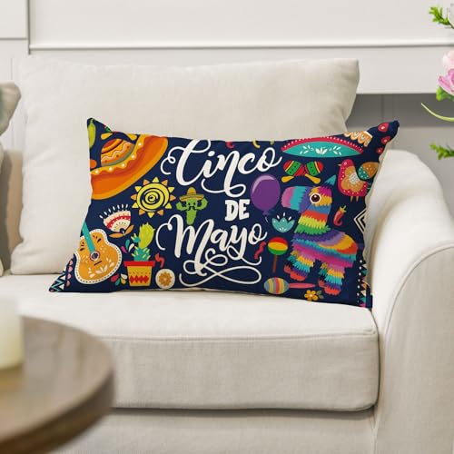 Cinco de Mayo Sombrero Guitar Balloon Pillow Cover 12x20