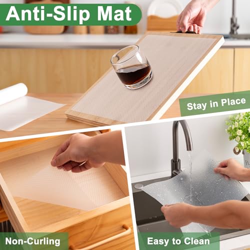 Amrules EVA Drawer Shelf Liner, Non-Slip Kitchen Cabinet Mat, 12" x 240"